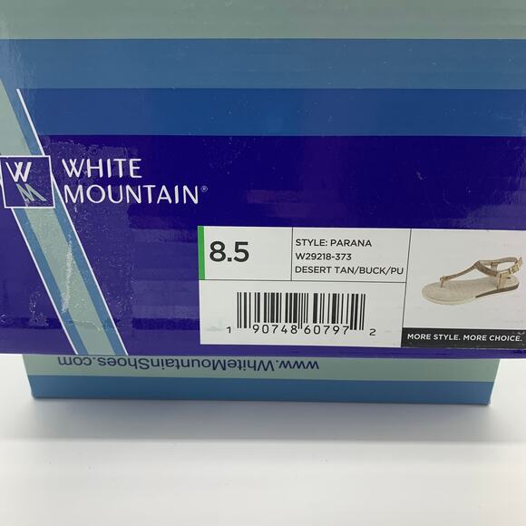 White Mountain Parana Thong Flat Sandals Size 8.5 NIB Tan T-Strap Open Toe - Picture 7 of 11